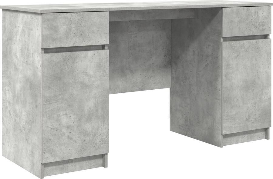 VidaXL Bureau met lade Betongrijs 140 x 49 x 76 cm Bewerkt hout