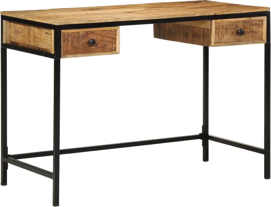 VidaXL Bureau met lade Bruin 105 x 50 x 75 cm Massief mangohout - Foto 2