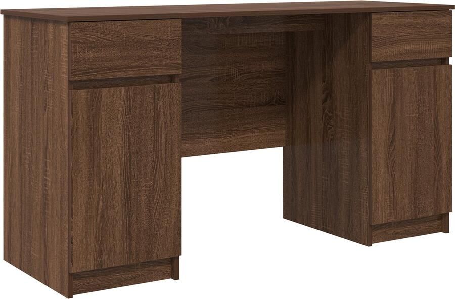 VidaXL Bureau met lade bruin eikenkleur 140 x 49 x 76 cm Bewerkt hout
