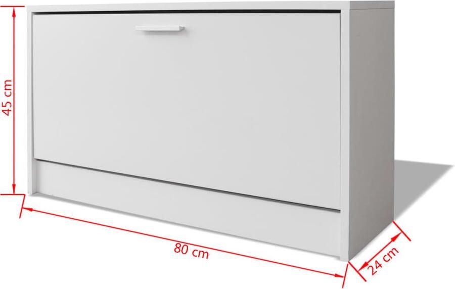 VidaXL Prolenta Premium Schoenen opbergkast 80x24x45 cm wit - Foto 9