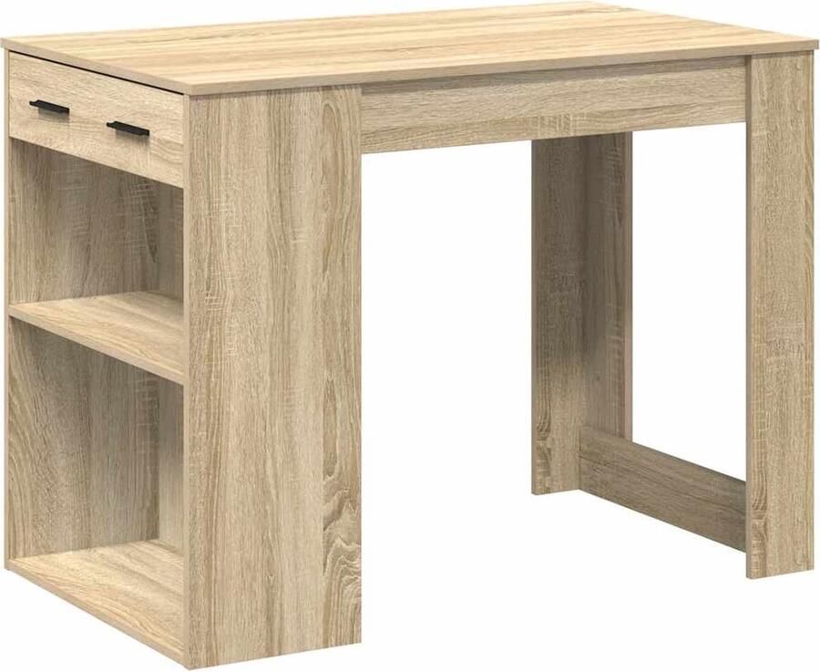 VidaXL Bureau met lade&plank 102x62x77 5 cm bewerkt hout sonoma eiken