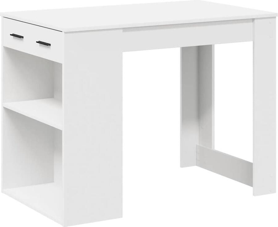 VidaXL Bureau met lade en plank 102x62x77 5 cm bewerkt hout wit