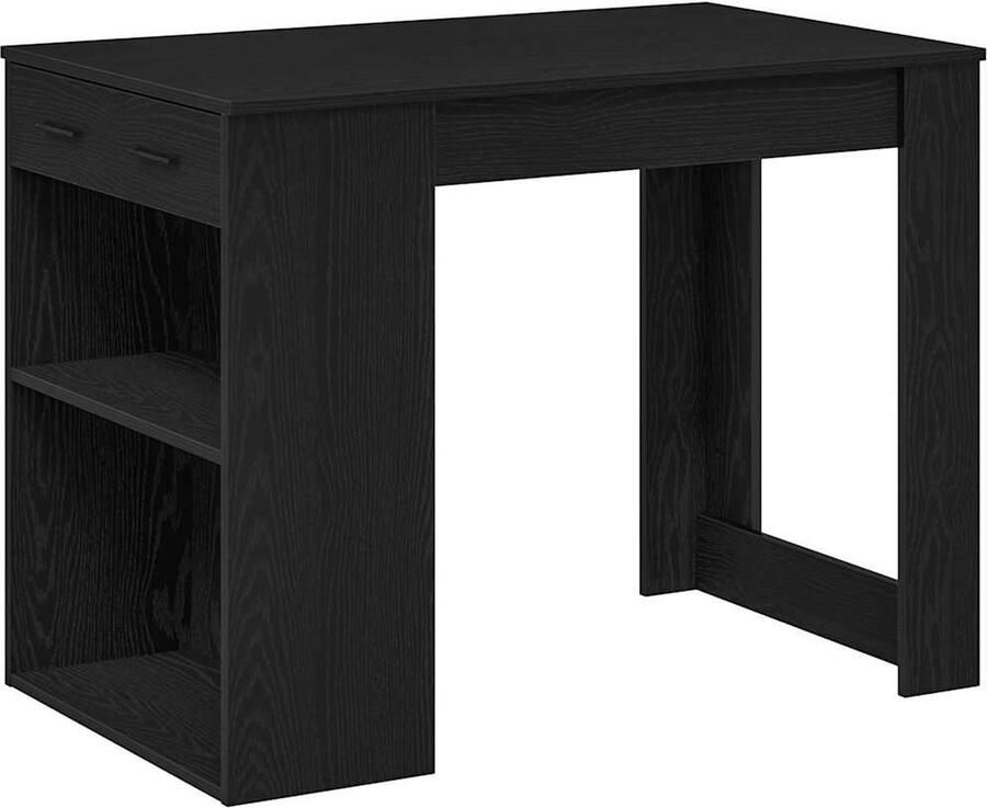 VidaXL Bureau met lade en plank 102x62x77 5cm bewerkt hout zwart eiken