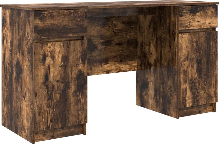 VidaXL Bureau met lade Gerookt eiken 140 x 49 x 76 cm Bewerkt hout