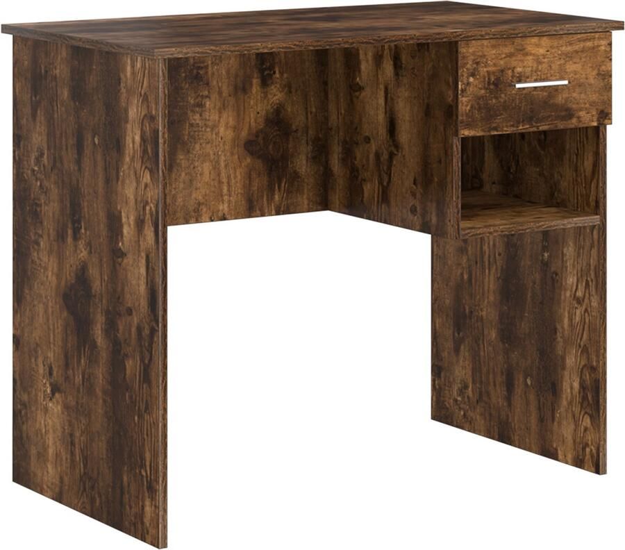 VidaXL Bureau met Opbergruimte Gerookt Eiken 90x49.5x75 cm Gelaagd hout