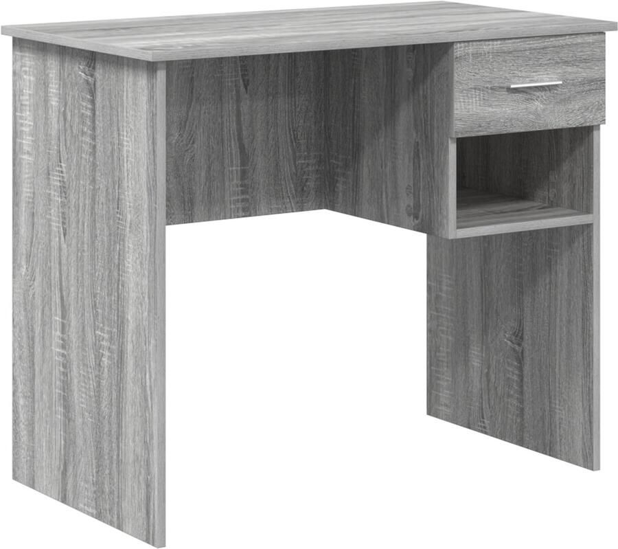 VidaXL Bureau met Opslag Grijs Sonoma 90x49 5x75 cm Van gegarandeerd hout