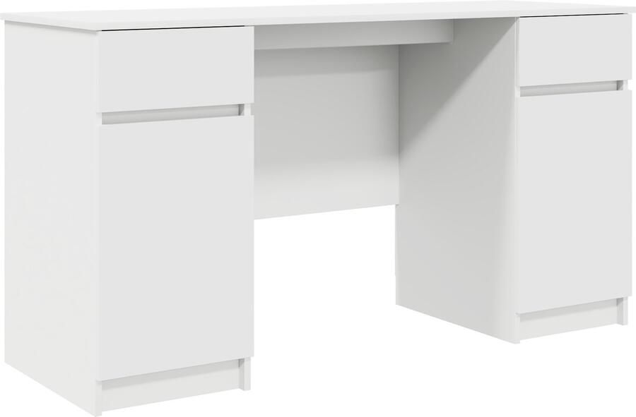 VidaXL Bureau met lade met plank Wit 140 x 49 x 76 cm Bewerkt hout