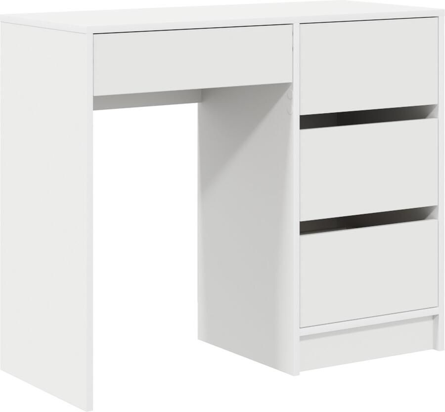 VidaXL Bureau met lade met plank Wit 90 x 37 5 x 75 cm Bewerkt hout