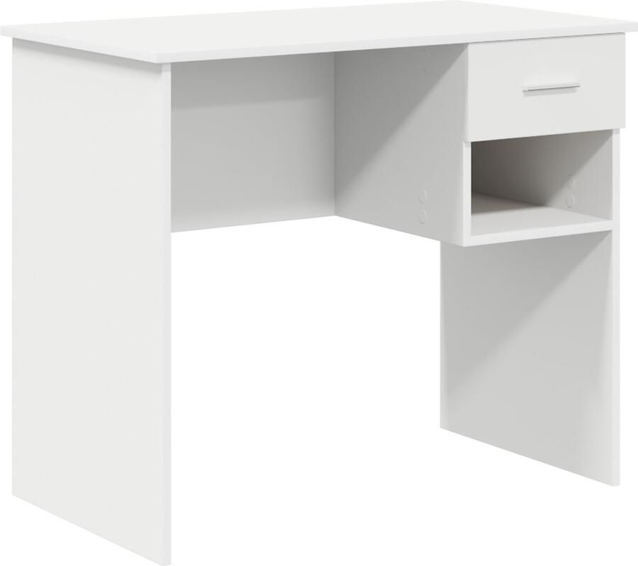 VidaXL Bureau met lade met plank Wit 90 x 49 5 x 75 cm Bewerkt hout