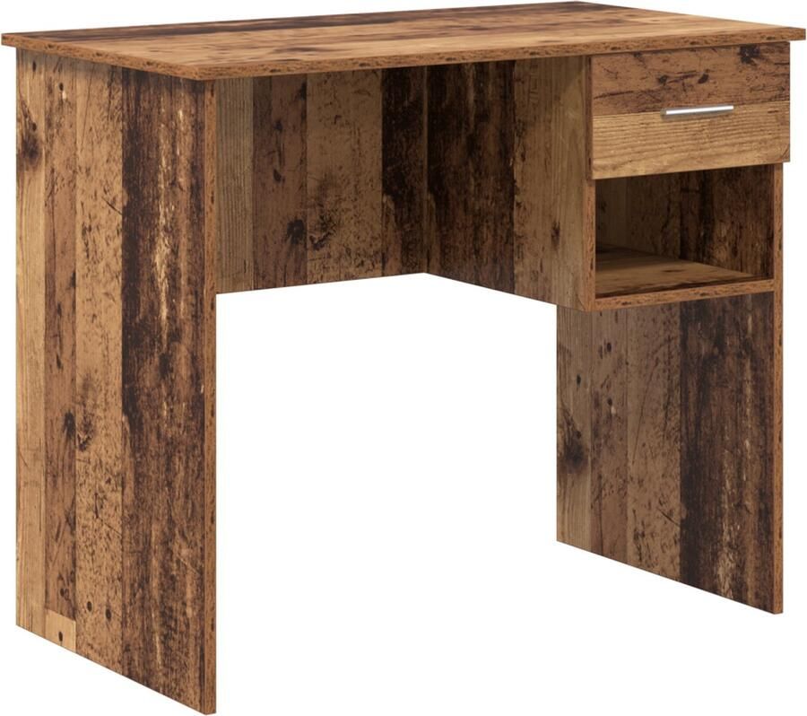 VidaXL Bureau met Opbergruimte Oud Hout 90x49 5x75 cm Bewerkt Hout
