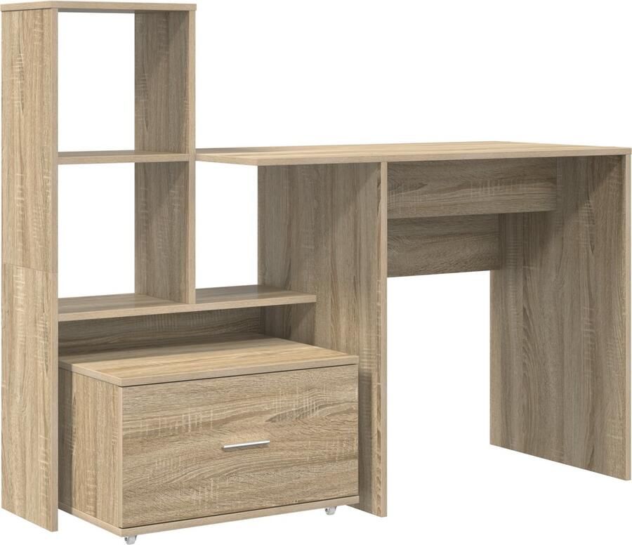 VidaXL Bureau met lade Sonoma eiken 131 5 x 50 x 106 5 cm Bewerkt hout