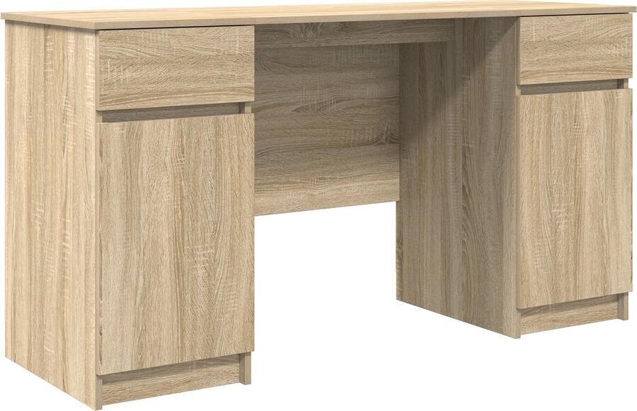 VidaXL Bureau met lade Sonoma eiken 140 x 49 x 76 cm Bewerkt hout