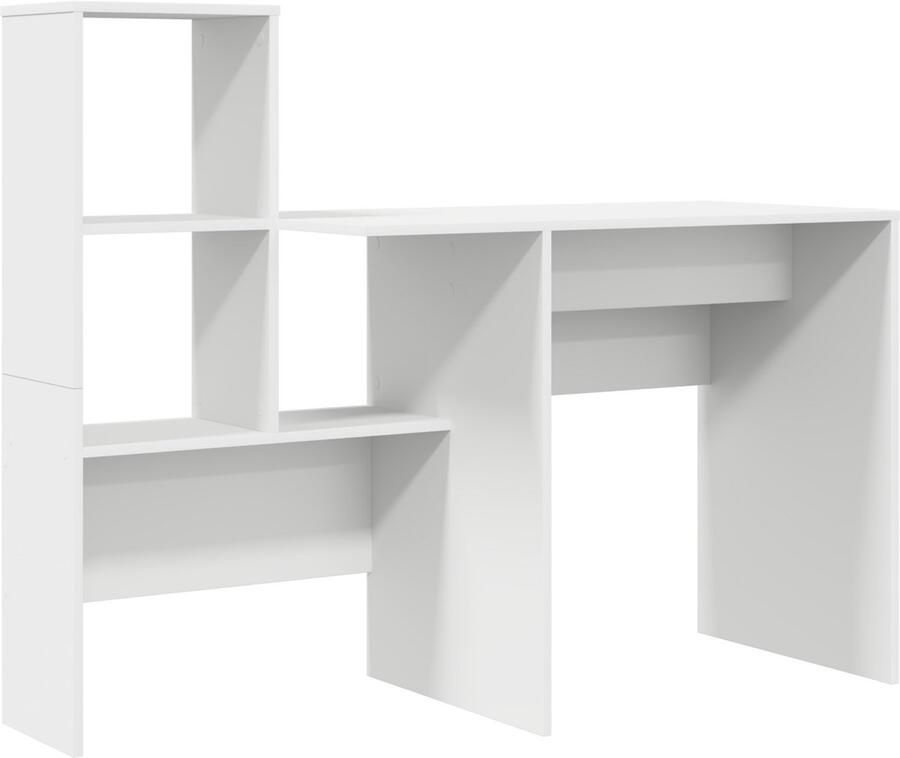 VidaXL Bureau met lade met plank met opslag Wit 131 5 x 50 x 106 5 cm Bewerkt hout