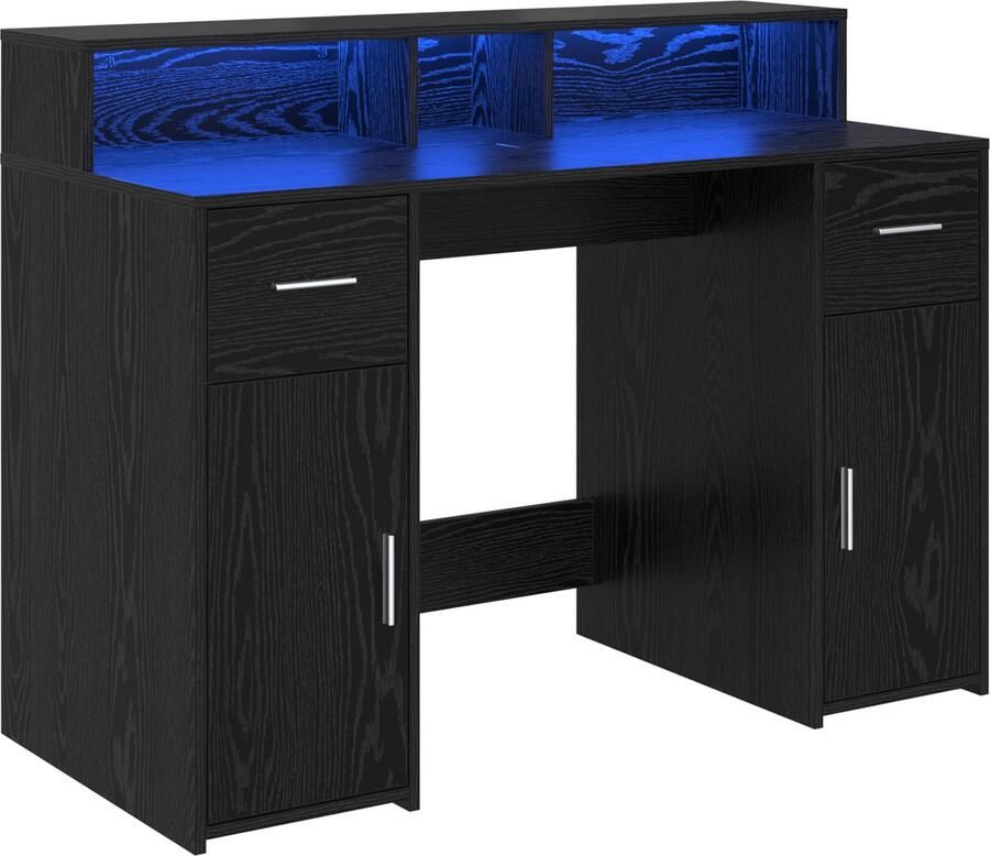 VidaXL Bureau met lade Zwart eiken 120 x 55 x 91 cm Bewerkt hout