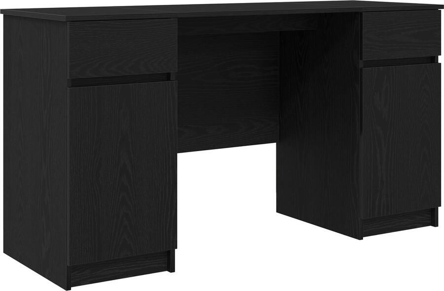 VidaXL Bureau met lade Zwart eiken 140 x 49 x 76 cm Bewerkt hout