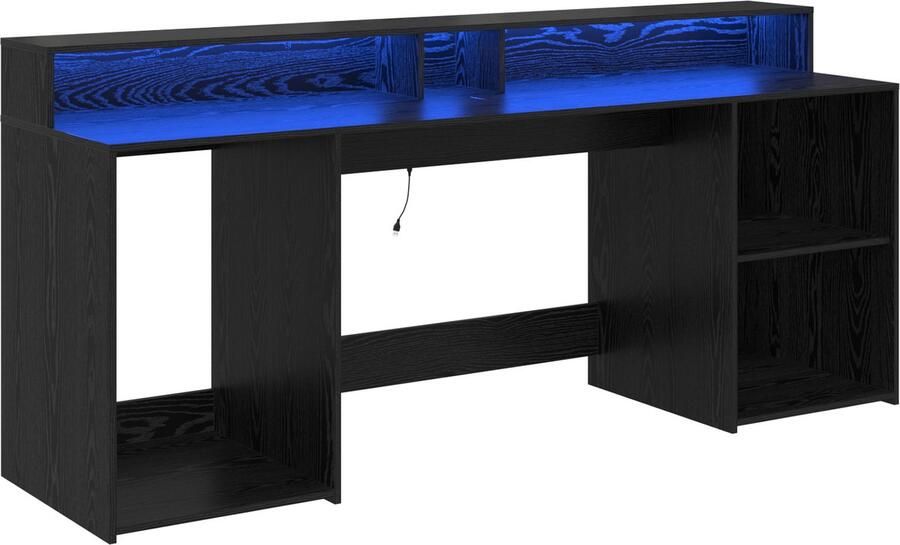 VidaXL Bureau met lade Zwart eiken 200 x 55 x 91 cm Bewerkt hout