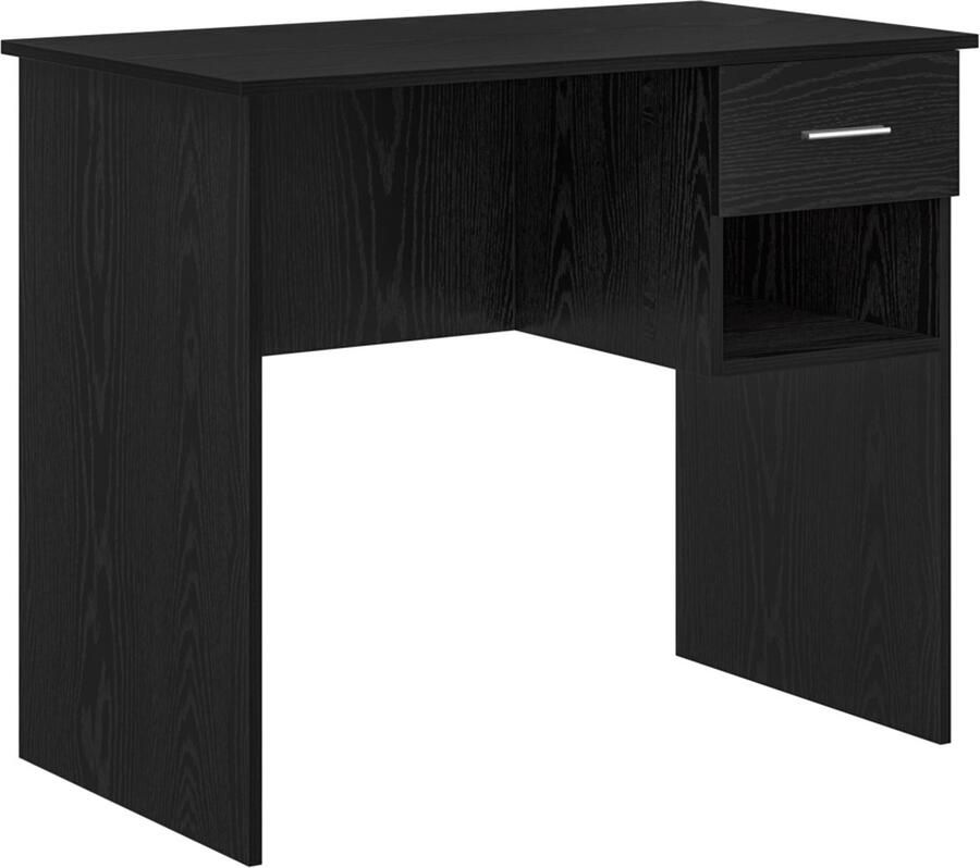 VidaXL Bureau met Opbergmogelijkheden in Zwart Eiken 90x49 5x75 cm Geengineerd Hout