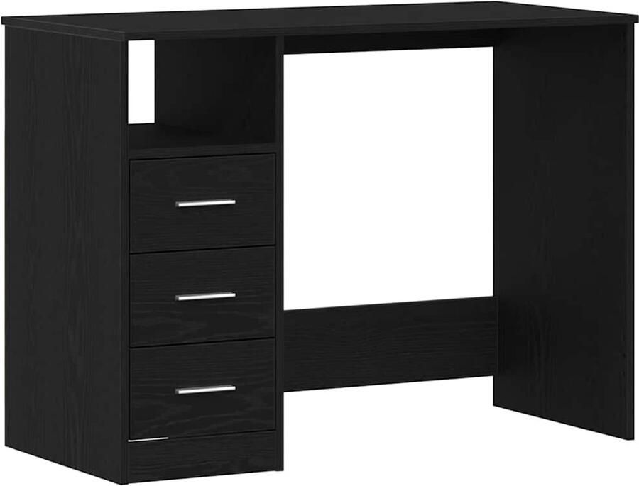 VidaXL Bureau met lades 102x50x76 cm bewerkt hout zwart eikenkleur