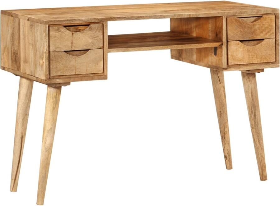 VidaXL Bureau Met lades 110x47x76 cm Mangohout Bureau Bureaus Laptoptafel Computertafel
