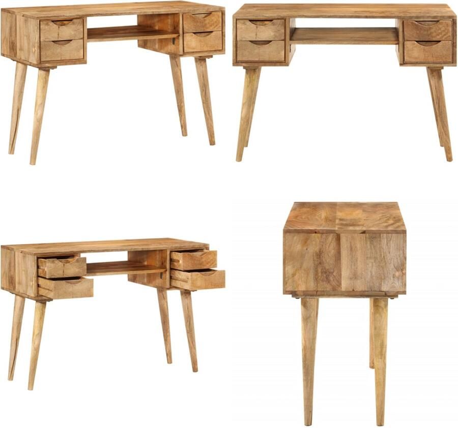 VidaXL Bureau met lades 110x47x76 cm massief mangohout Bureau Bureaus Laptoptafel Computertafel