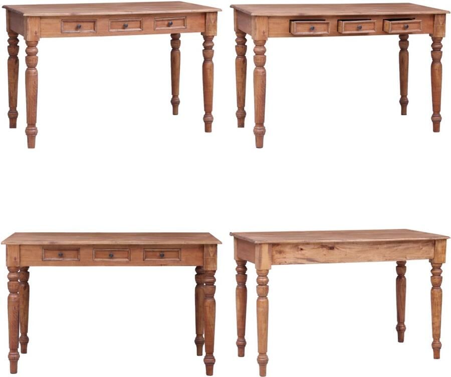 VidaXL Bureau met lades 117x57x75 cm massief mahoniehout Bureau Bureaus Schrijftafel Schrijftafels