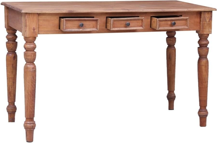 VidaXL Bureau met lades Massief Mahoniehout 117x57x75 cm Rustiek Bureau Houten Bureau Kantoormeubilair Bureaublad Thuiswerkplek Laptop Tafel Boekenkast