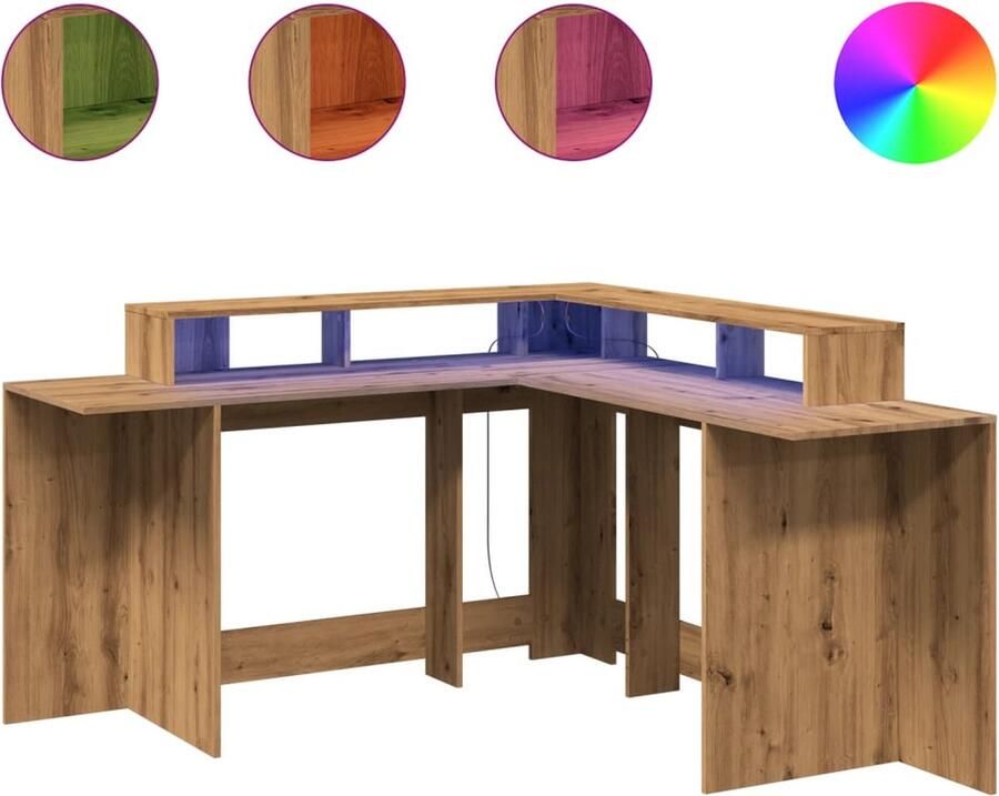 VidaXL Bureau met LED-verlichting 152x152x91 cm