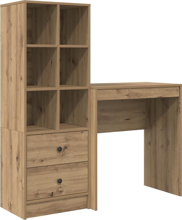 VidaXL Bureau met opslag 2 pcs artisanaal eikenkleurig 70 x 40 x 76 cm