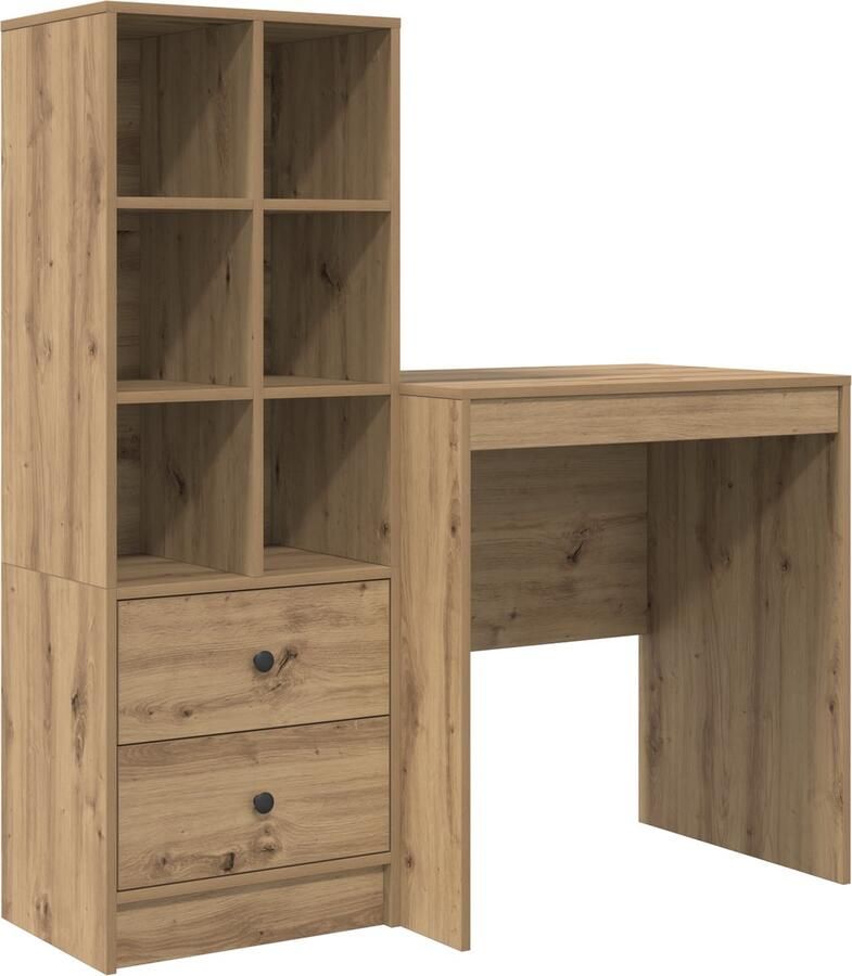 VidaXL Bureau met opslag 2 pcs artisanaal eikenkleurig 70 x 50 x 76 cm