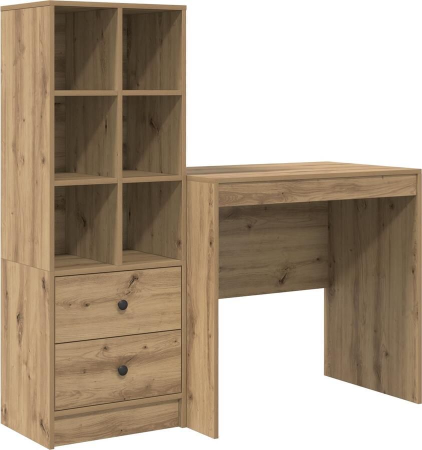 VidaXL Bureau met Opslag Artisan Eiken Bewerkt Hout Bureau Artisan Eiken 80x50x76 cm Bewerkt Hout