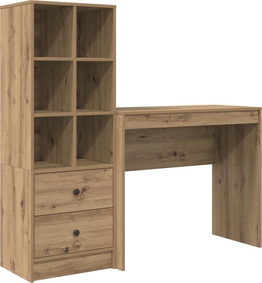 VidaXL Bureau met opslag 2 pcs artisanaal eikenkleurig 90 x 40 x 76 cm