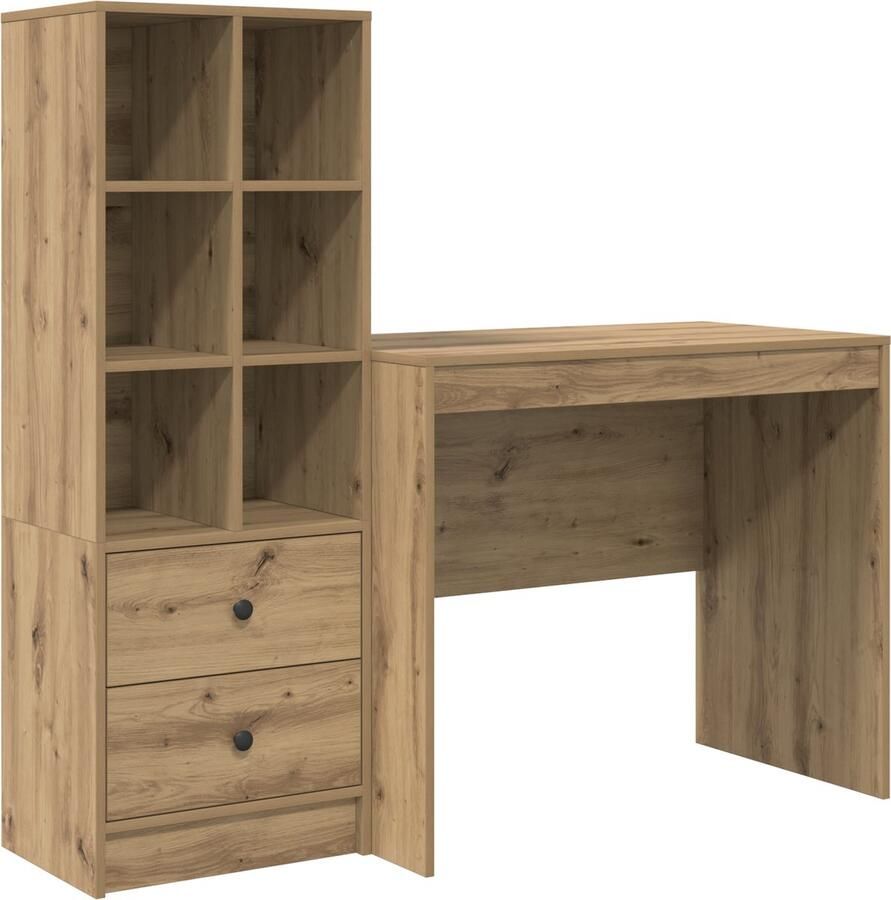 VidaXL Bureau met opslag 2 pcs artisanaal eikenkleurig 90 x 50 x 76 cm