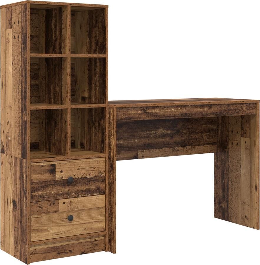 VidaXL Bureau met opslag 2 pcs Oud Hout 100 x 40 x 76 cm Bewerkt hout