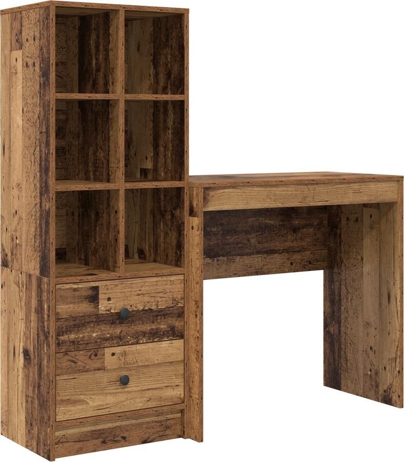 VidaXL Bureau met opslag 2 pcs Oud Hout 80 x 40 x 76 cm Bewerkt hout