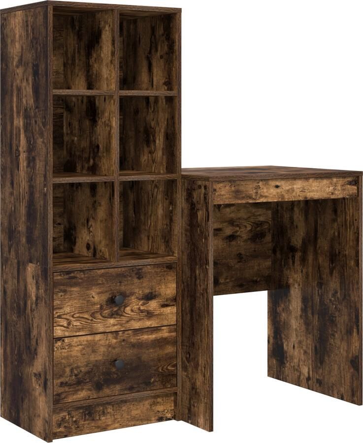 VidaXL Bureau met opslag 2 pcs Rook Eiken 60 x 50 x 76 cm Bewerkt hout