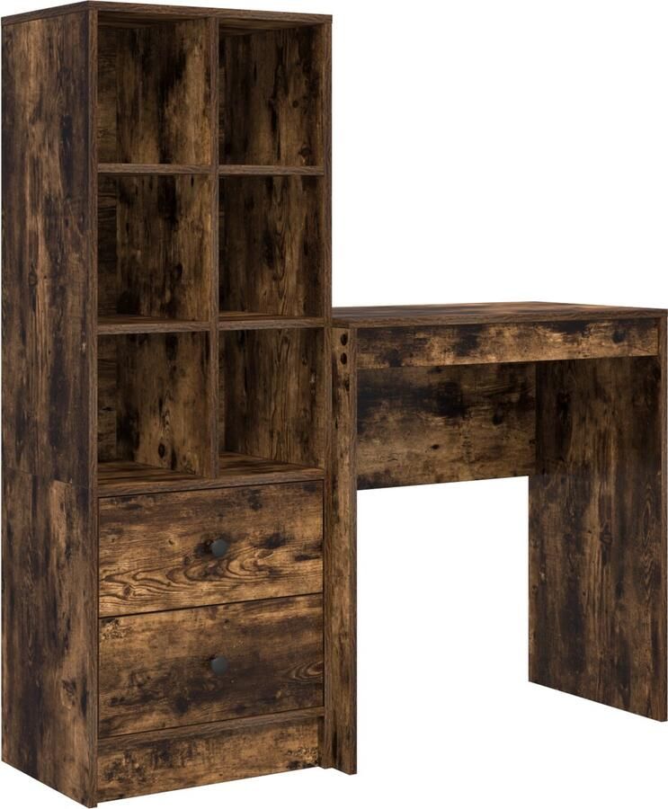 VidaXL Bureau met opslag 2 pcs Rook Eiken 70 x 40 x 76 cm Bewerkt hout