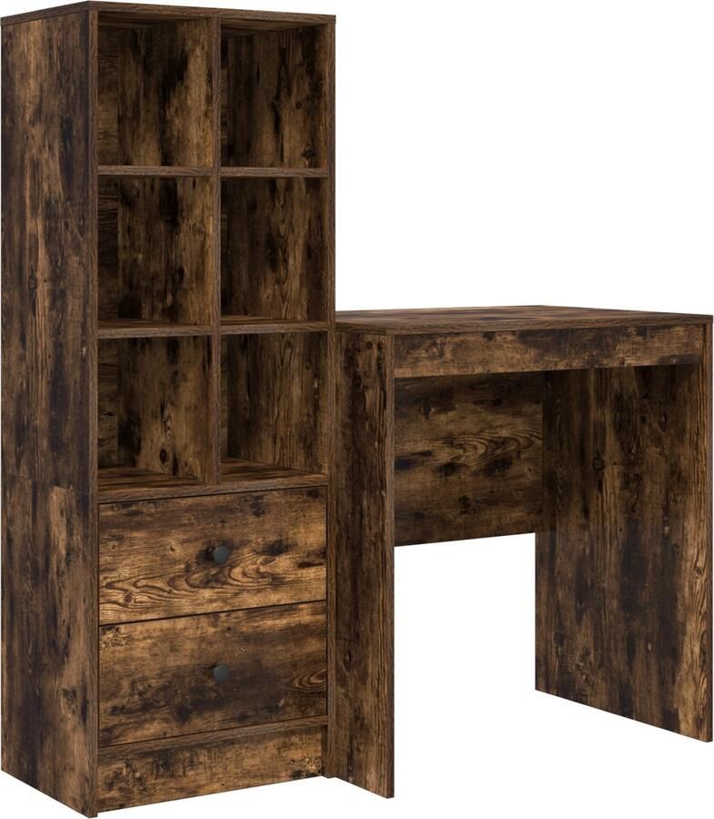 VidaXL Bureau met opslag 2 pcs Rook Eiken 70 x 50 x 76 cm Bewerkt hout