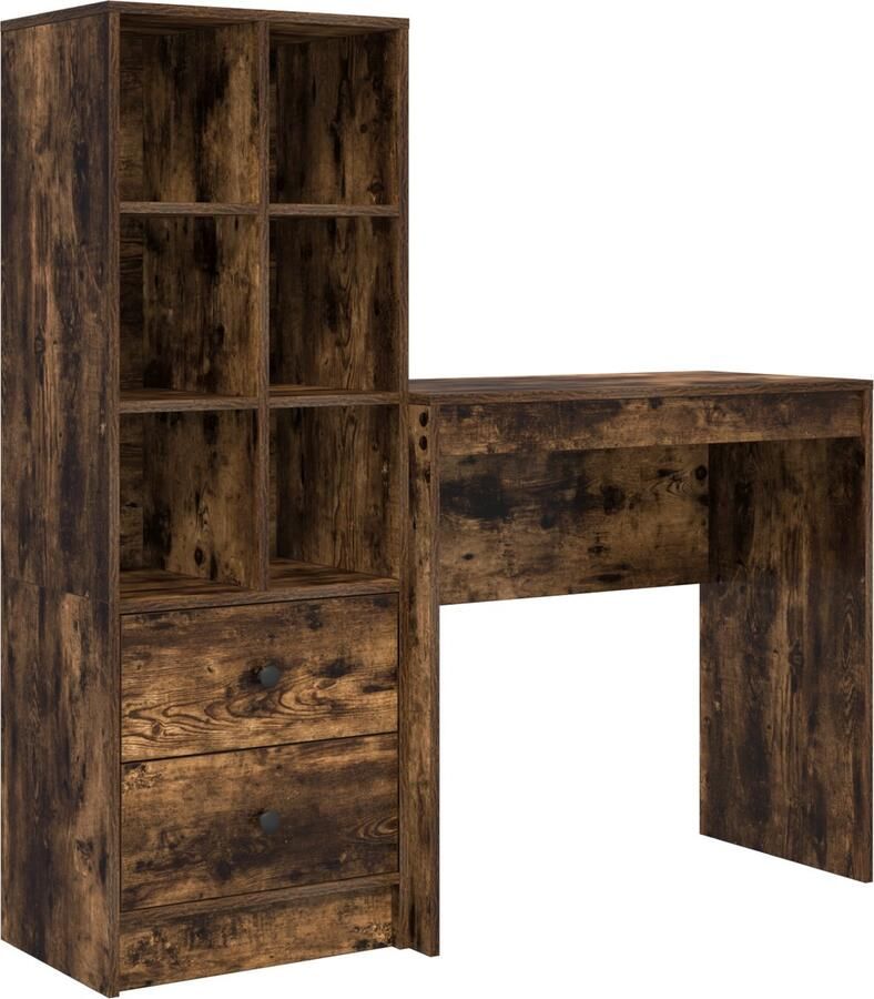 VidaXL Bureau met opslag 2 pcs Rook Eiken 80 x 40 x 76 cm Bewerkt hout