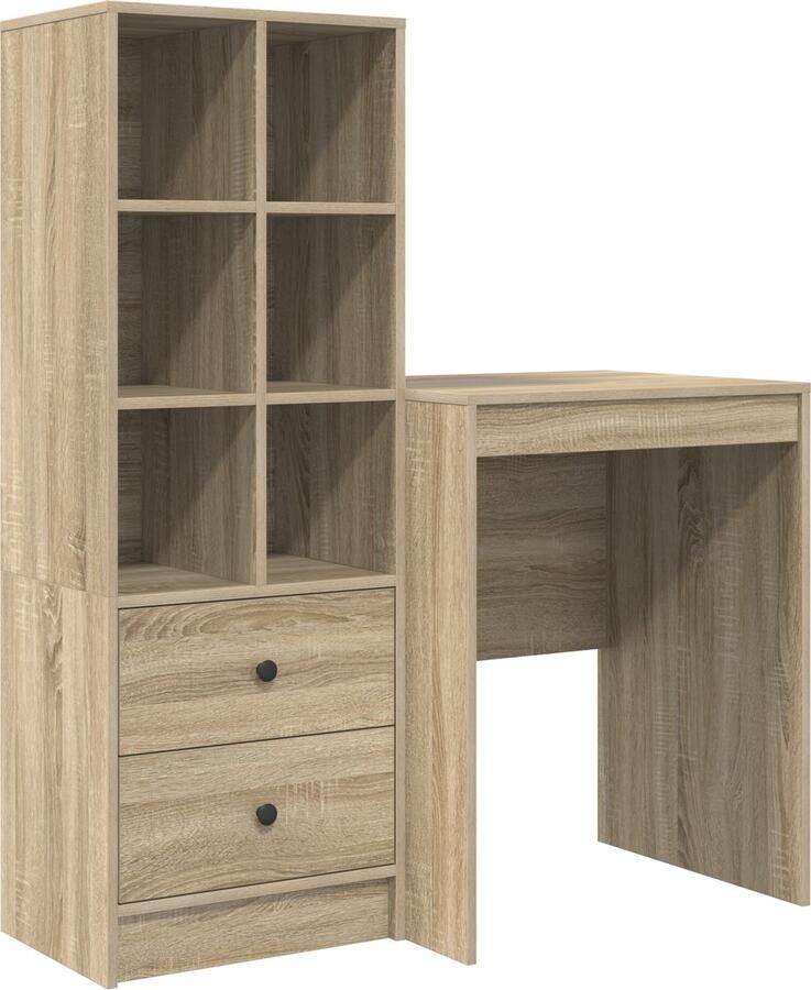 VidaXL Bureau met opslag 2 pcs Sonoma Eik 60 x 50 x 76 cm Bewerkt hout