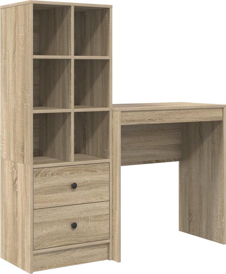VidaXL Bureau met opslag 2 pcs Sonoma Eik 70 x 40 x 76 cm Bewerkt hout