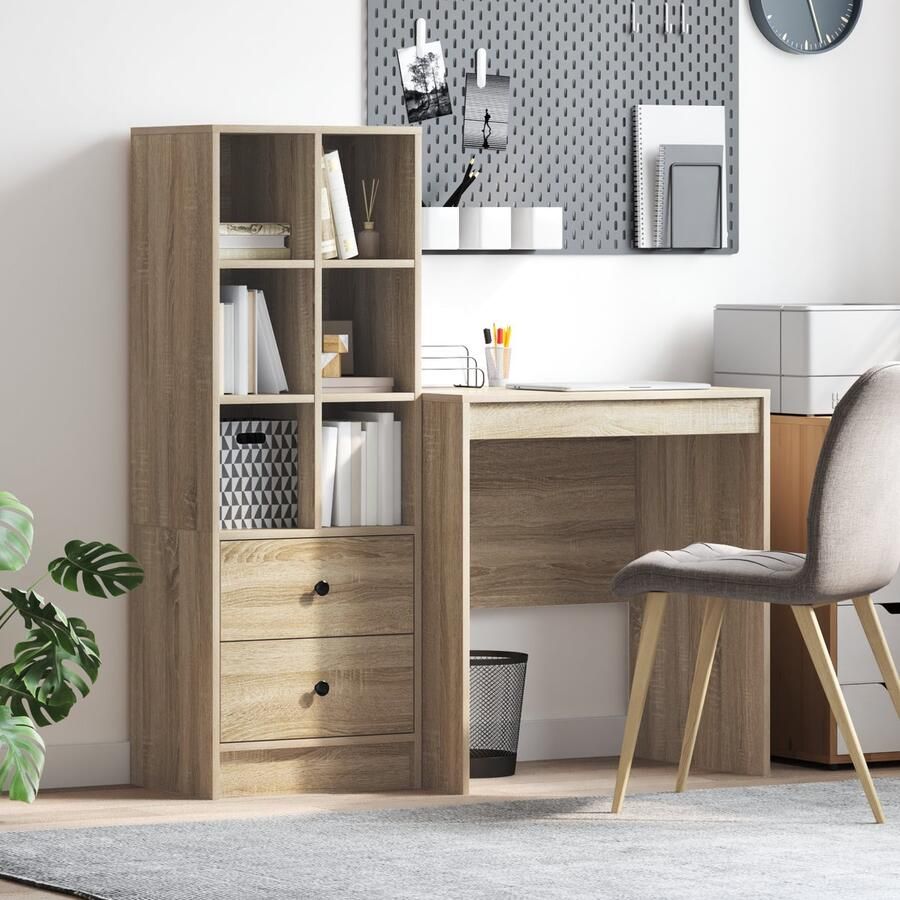 VidaXL Bureau met opslag 2 pcs Sonoma Eik 70 x 50 x 76 cm Bewerkt hout