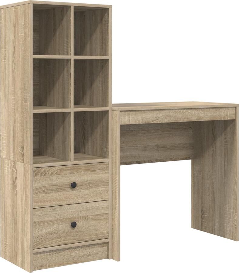 VidaXL Bureau met opslag 2 pcs Sonoma Eik 80 x 40 x 76 cm Bewerkt hout