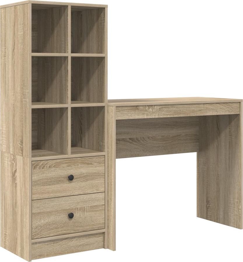 VidaXL Bureau met opslag 2 pcs Sonoma Eik 90 x 40 x 76 cm Bewerkt hout