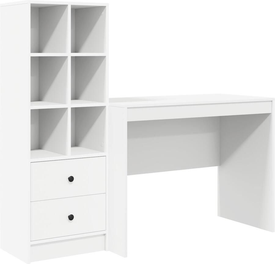VidaXL Bureau met opslag 2 pcs Wit 100 x 50 x 76 cm Bewerkt hout