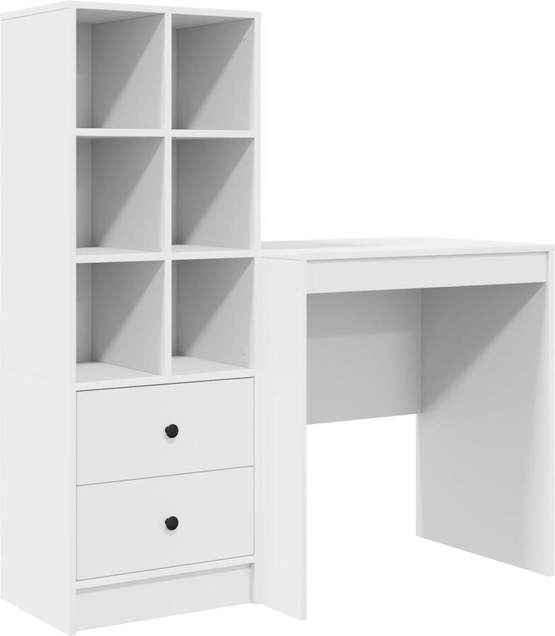 VidaXL Bureau met opslag 2 pcs Wit 70 x 50 x 76 cm Bewerkt hout