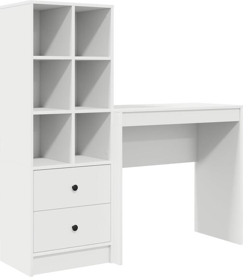 VidaXL Bureau met opslag 2 pcs Wit 80 x 40 x 76 cm Bewerkt hout
