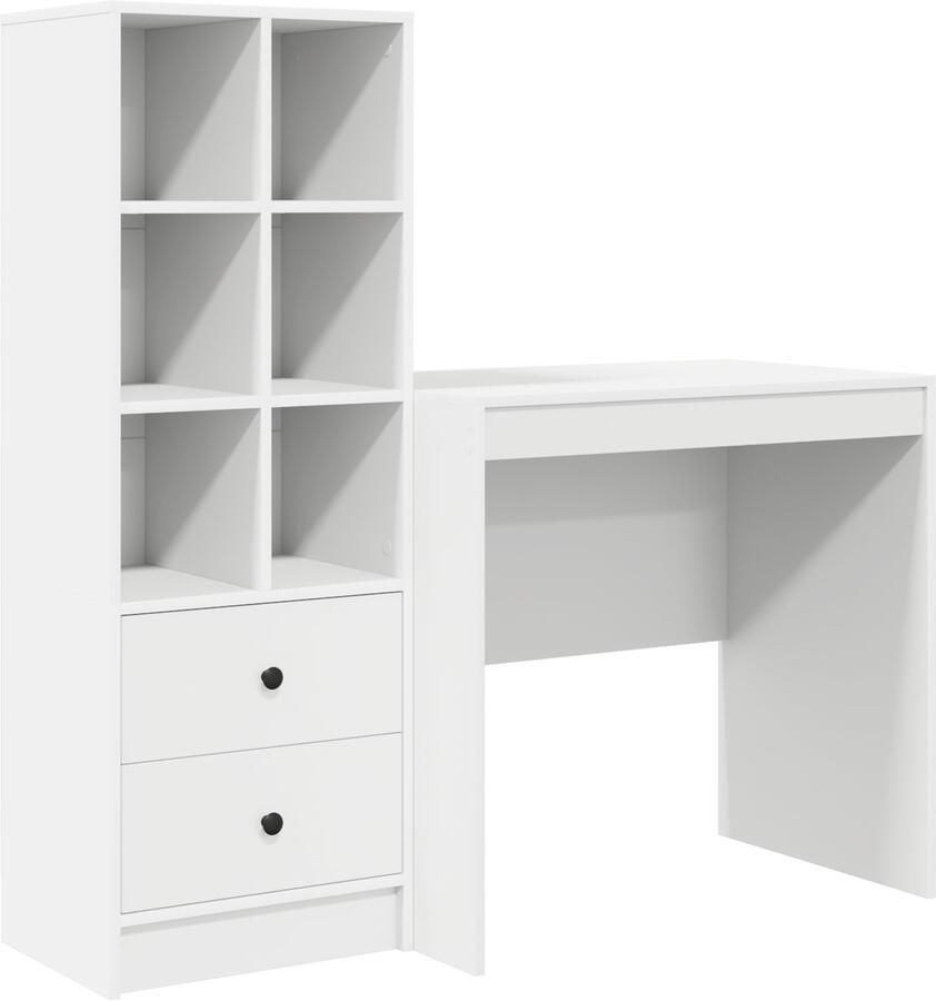 VidaXL Bureau met Opslag Wit Bewerkt Hout Bureau Wit 80x50 cm Bewerkt Hout