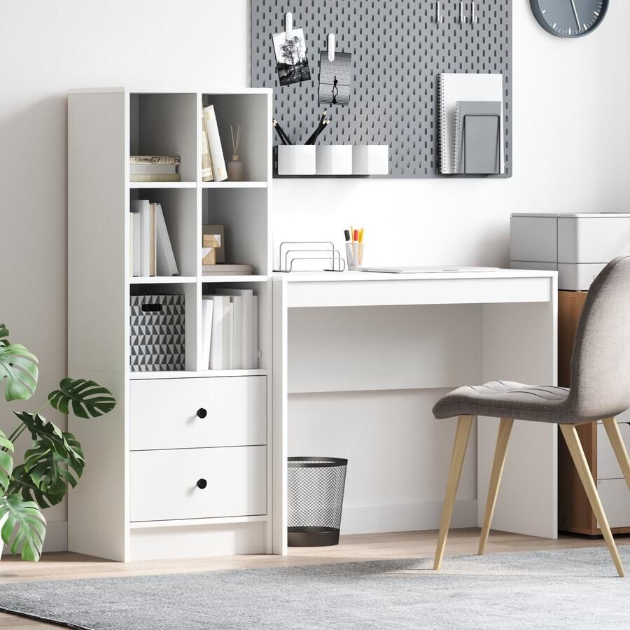 VidaXL Bureau met opslag 2 pcs Wit 90 x 40 x 76 cm Bewerkt hout