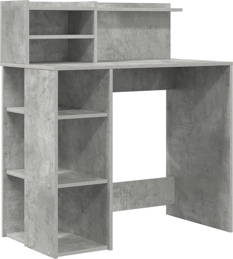 VidaXL Bureau met Opbergruimte Beton Grijs 90x48x101.5 cm Bewerkt Hout