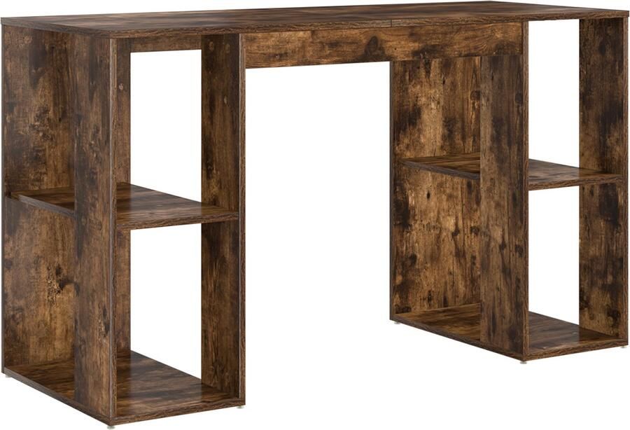 VidaXL Bureau met Opbergmogelijkheden Rook Eiken 130x50 5x75 cm Gelaagd Hout